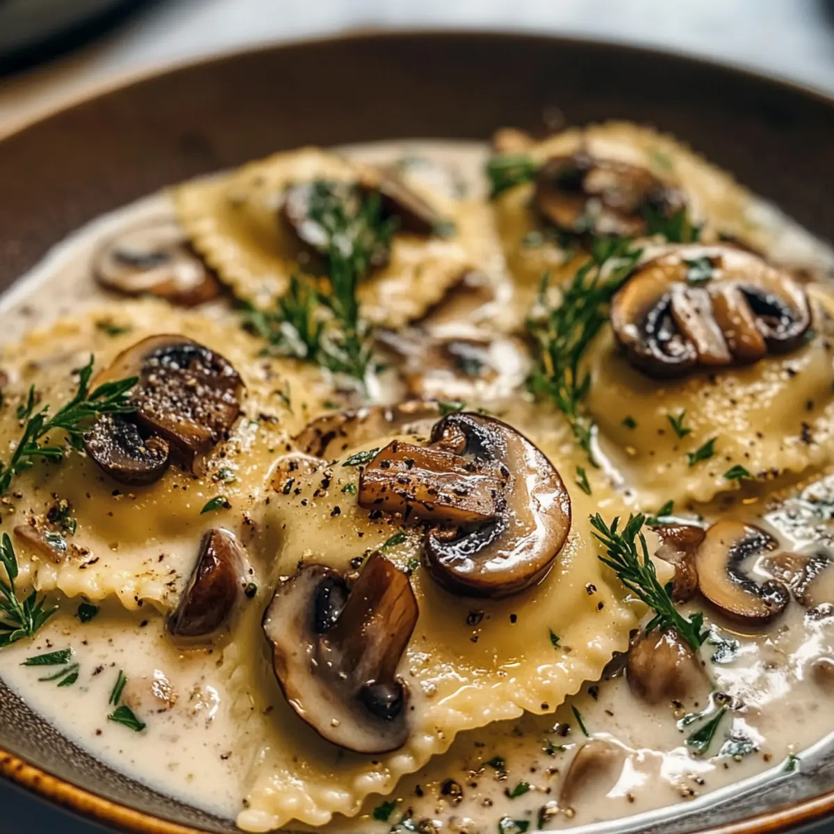 Pilzravioli mit cremiger Pilzsoße für gemütliche Abende